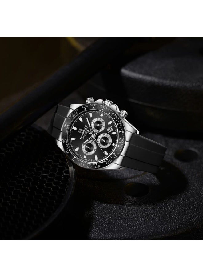 Naviforce Men’s Watch NF8054-S-B-B – Black Dial with Silicone Rubber Strap - Image 4
